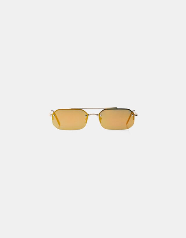 Bershka Gafas Sol Hexagonal Espejo Hombre Marrón