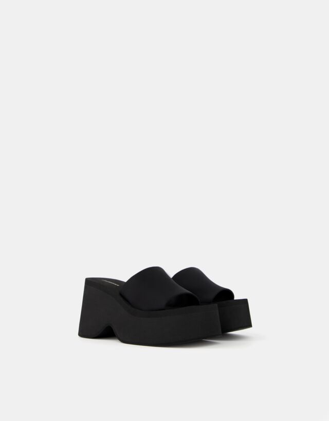 Bershka Sandalia Mule Plataforma Mujer 37 Negro
