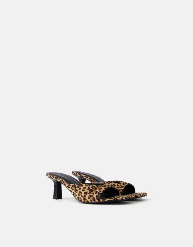 bershka sandales talon kitten heel imprimé animal femme 40 léopard