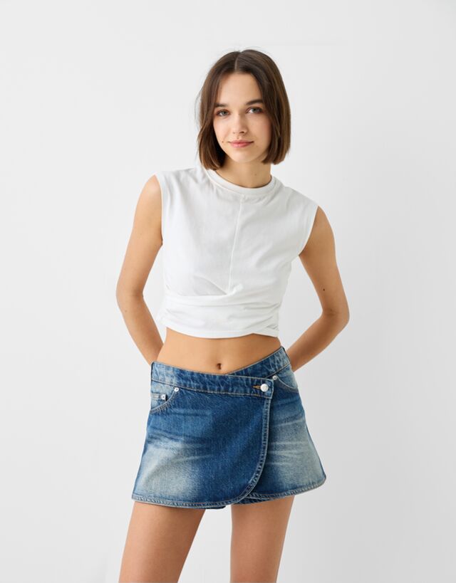 Bershka Jeans-Hosenrock Damen 34 Blau günstig online kaufen