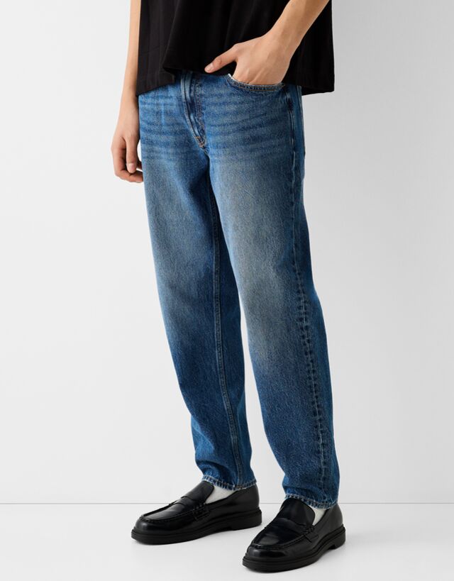 Bershka Jeans Straight Fit Uomo 48 (Eu 42) Azzurro