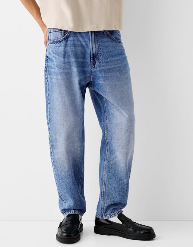 Bershka Jeans Loose Uomo 50 (Eu 44) Azzurro Lavato