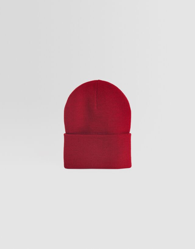 bershka bonnet basic homme rouge