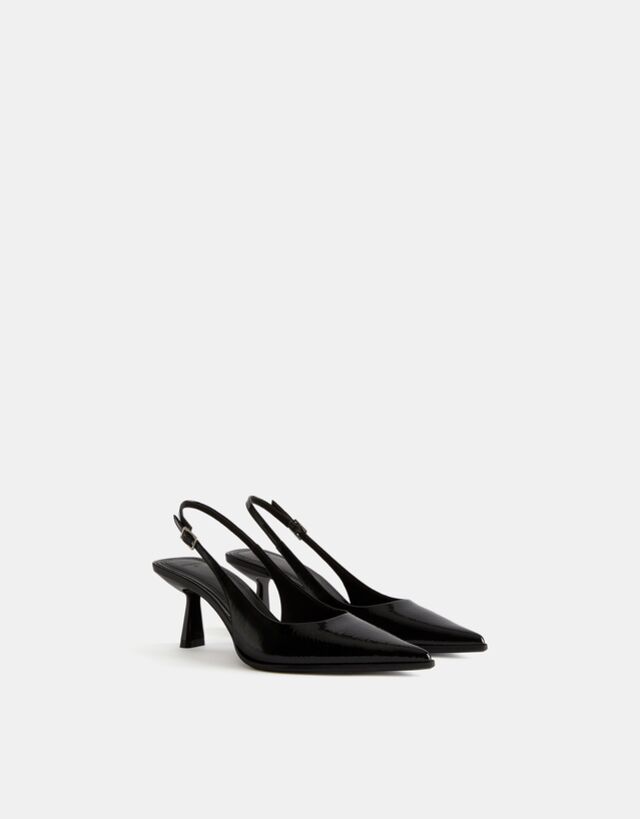 Bershka Scarpe Con Tacco Kitten Slingback Donna 39 Nero