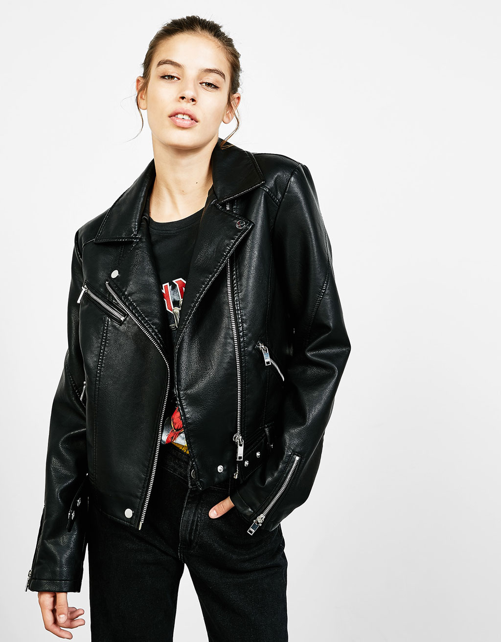 Chaquetas de cuero bershka clearance