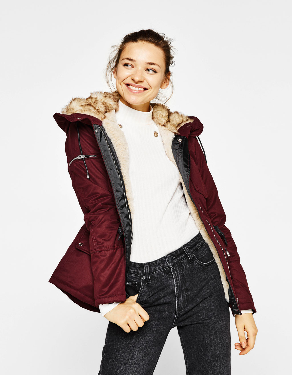 Women S Jackets Autumn Winter Collection Bershka Short Parka With Hood