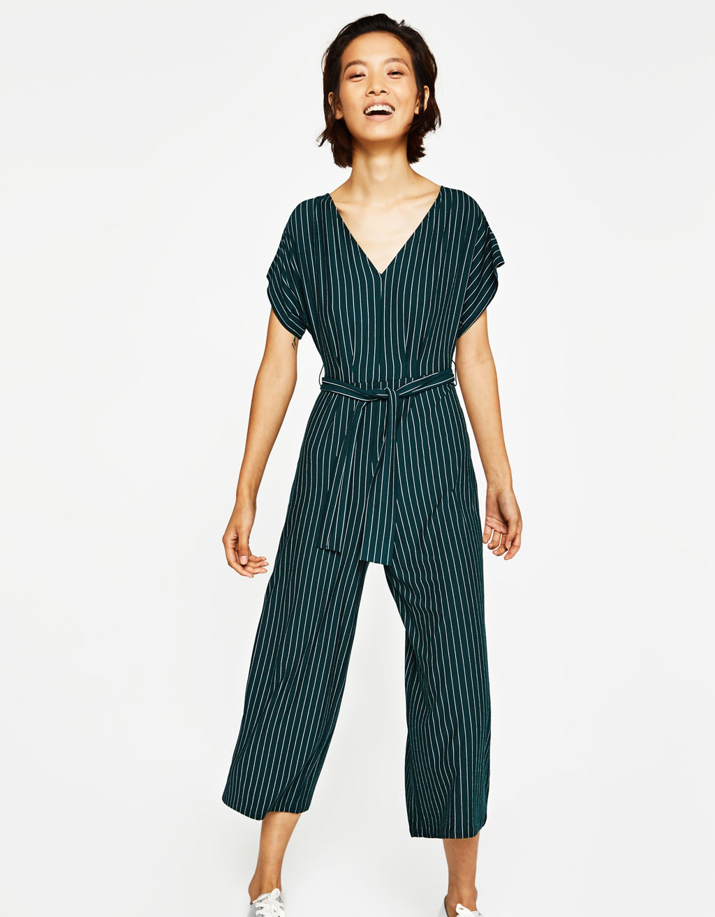 bershka striped jumpsuit