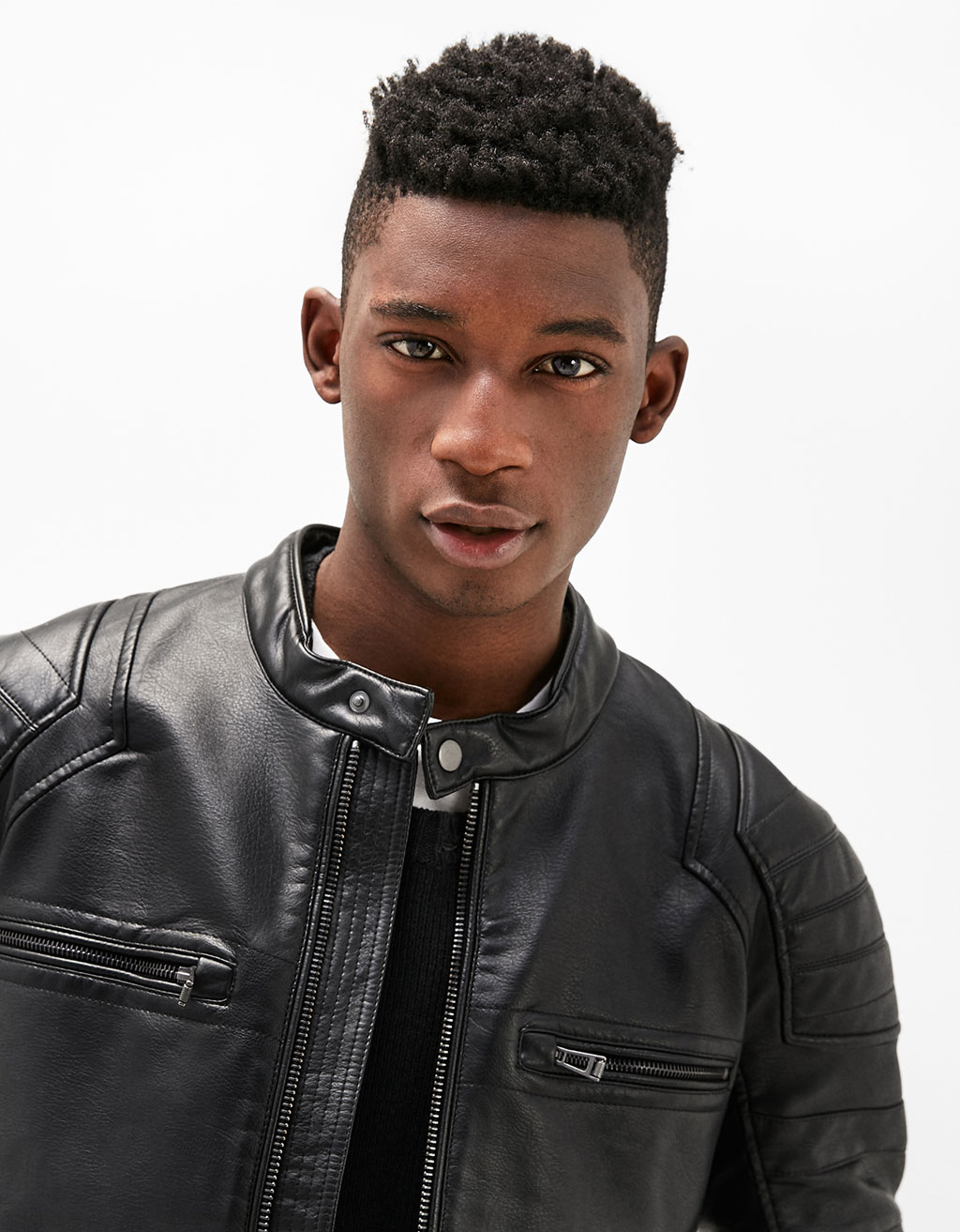 Jackets Coats Clothes Man Bershka United Kingdom Leather Effect Biker Jacket