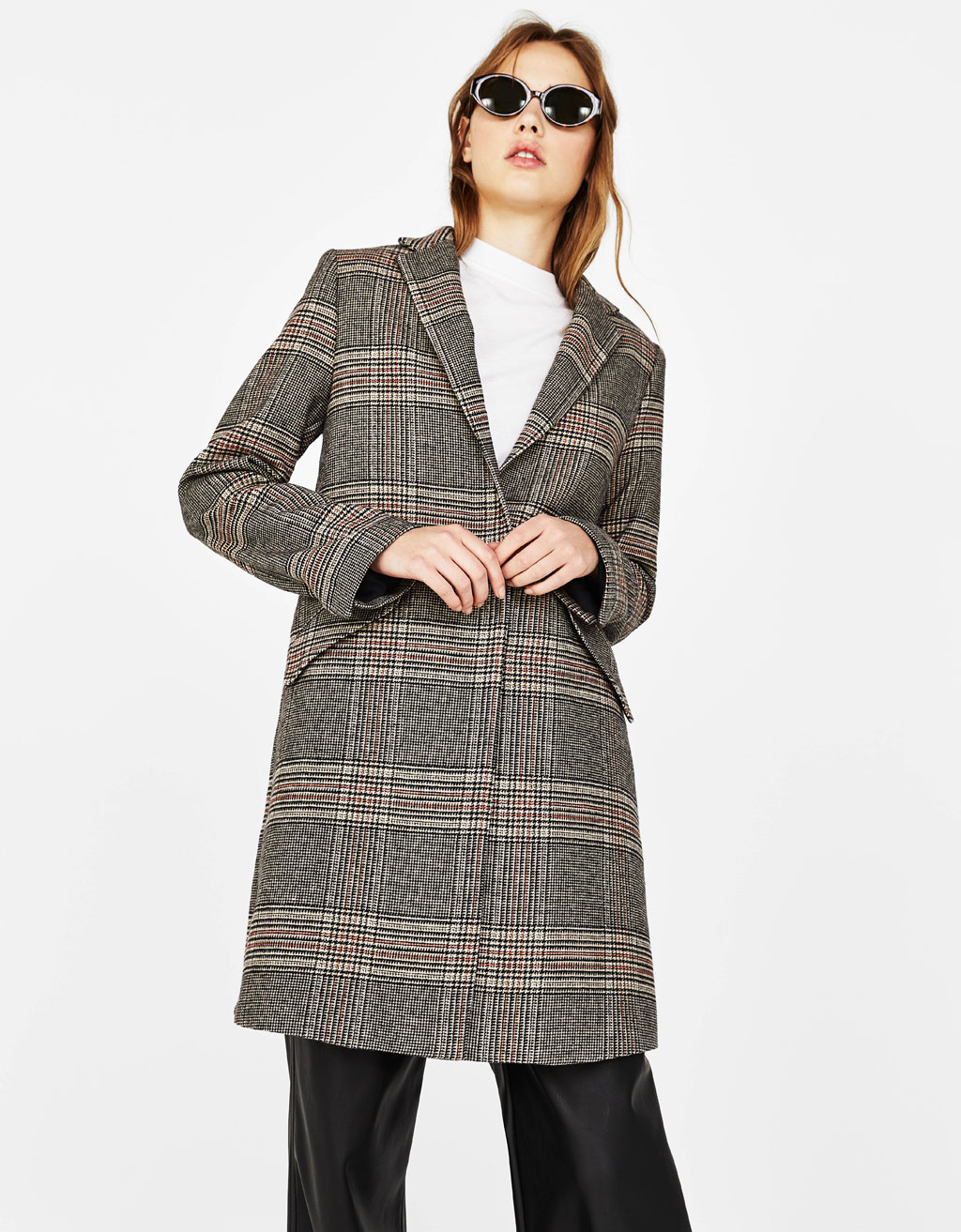 bershka plaid coat