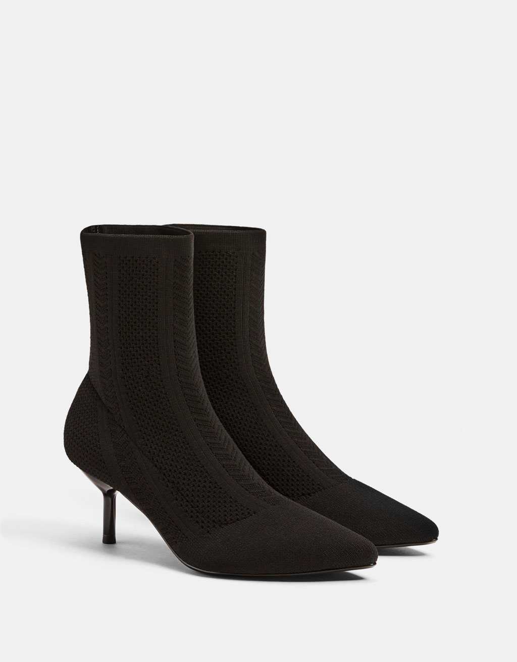 sock ankle boots mid heel