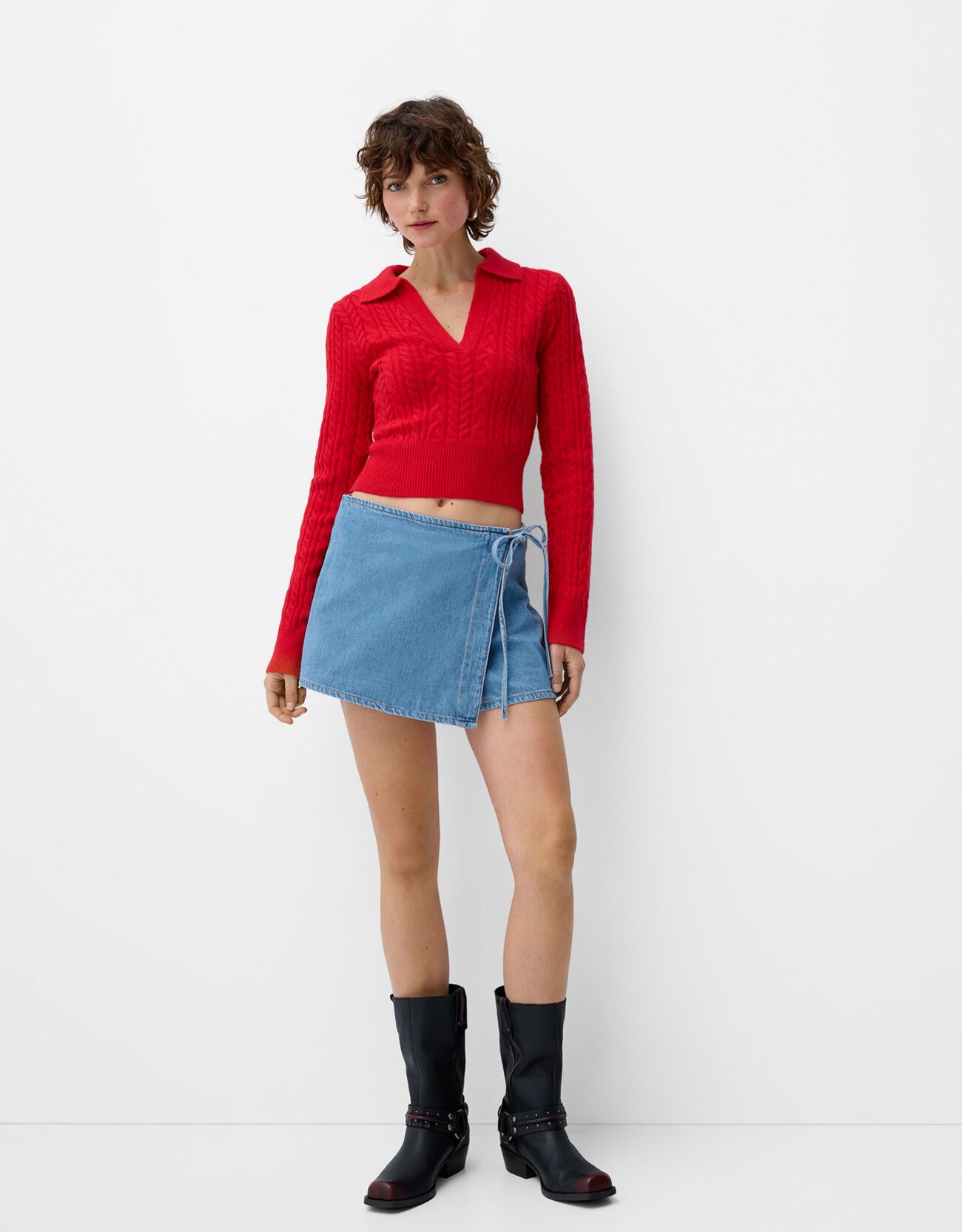 Telier Falda Pantalón Denim Lazada de Bershka