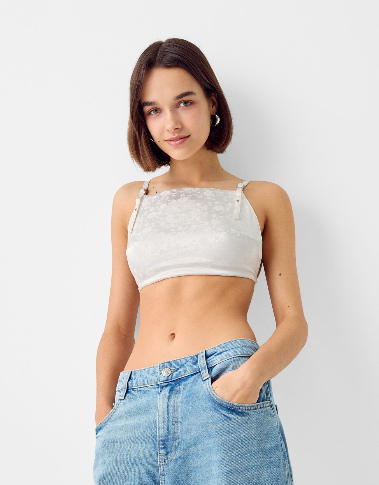 Telier Top Cropped Tirantes Jacquard de Bershka