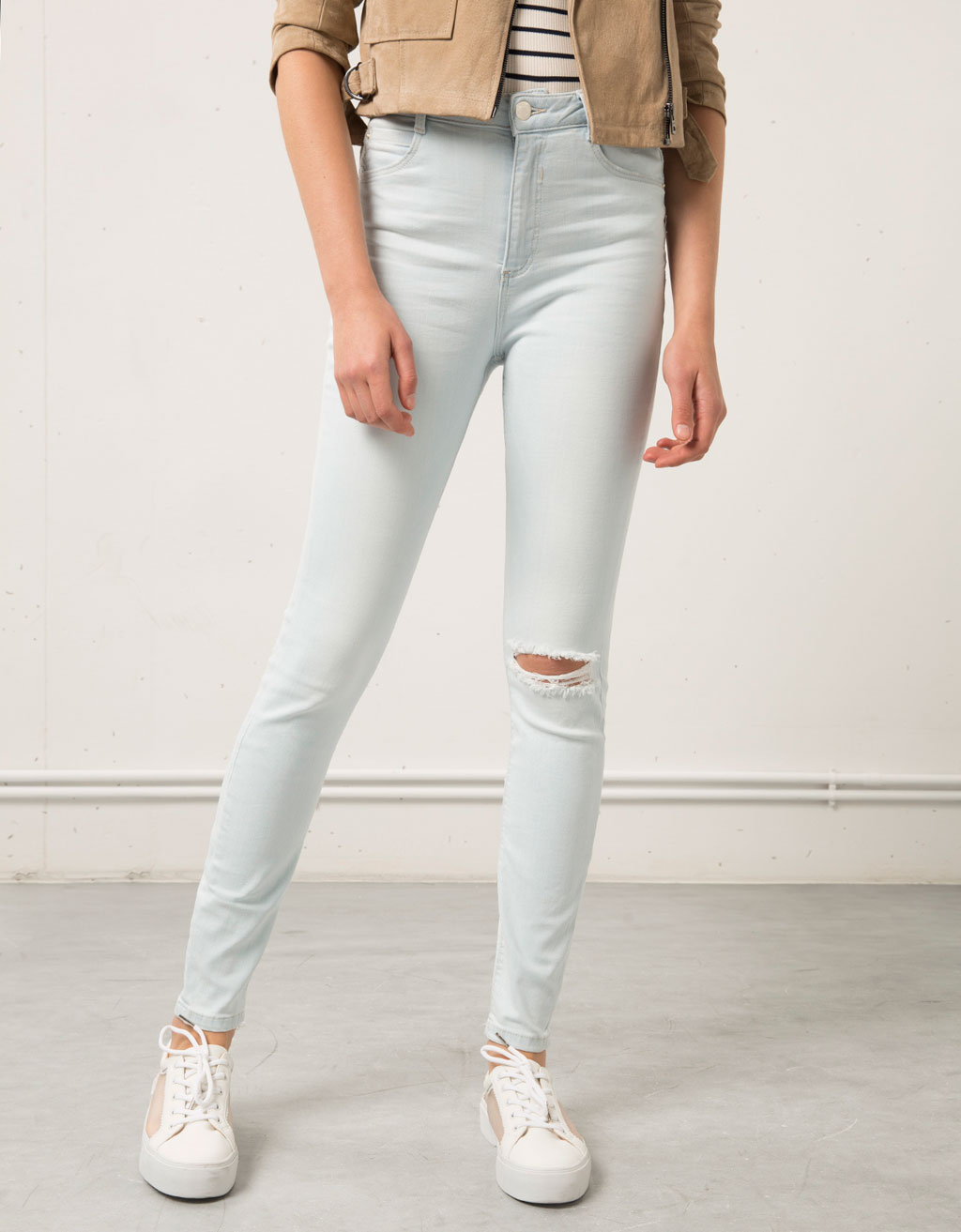 Jeans Skinny tiro alto Mujer Bershka