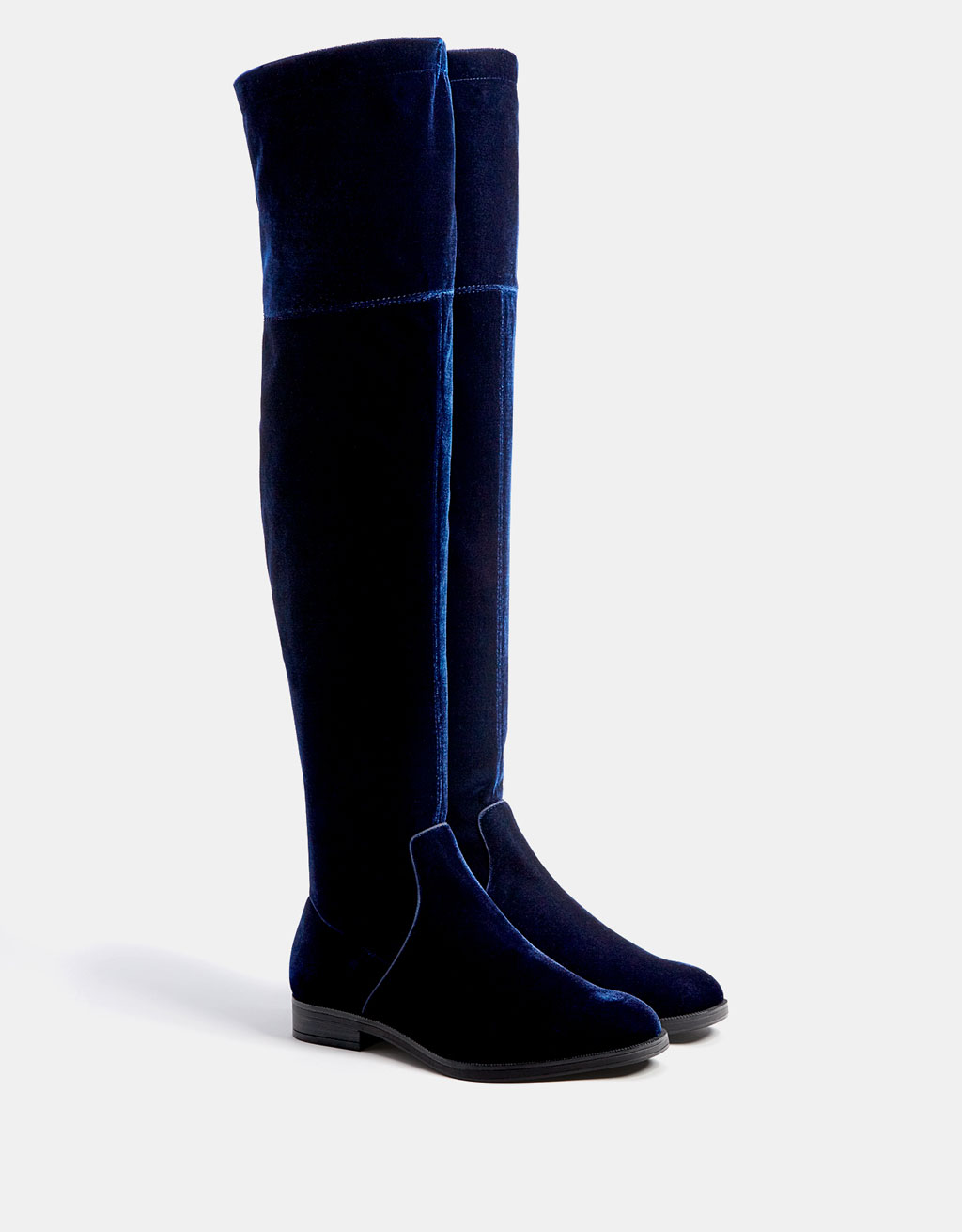 flat elastic knee high boots