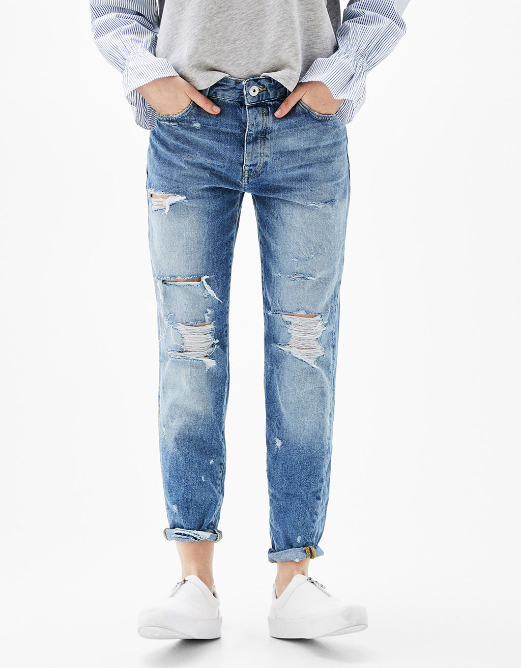 Vaqueros Rotos Hombre Bershka