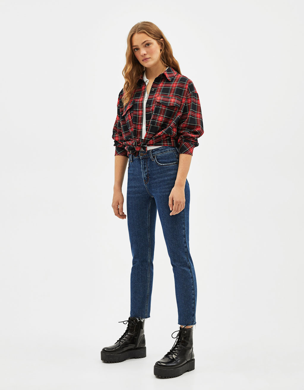 straight cropped jeans bershka