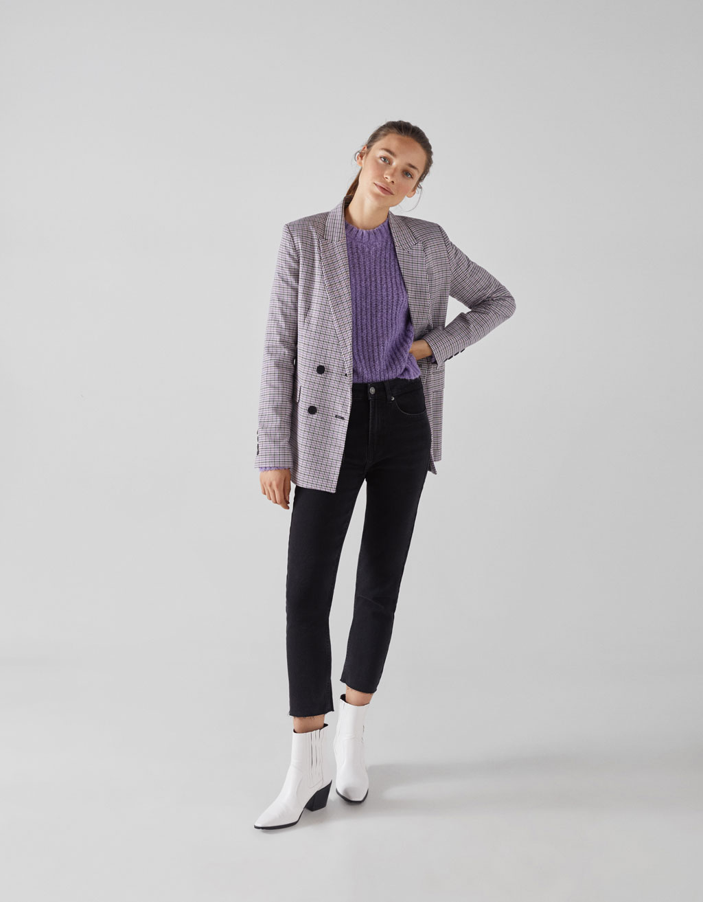 bershka denim straight cropped