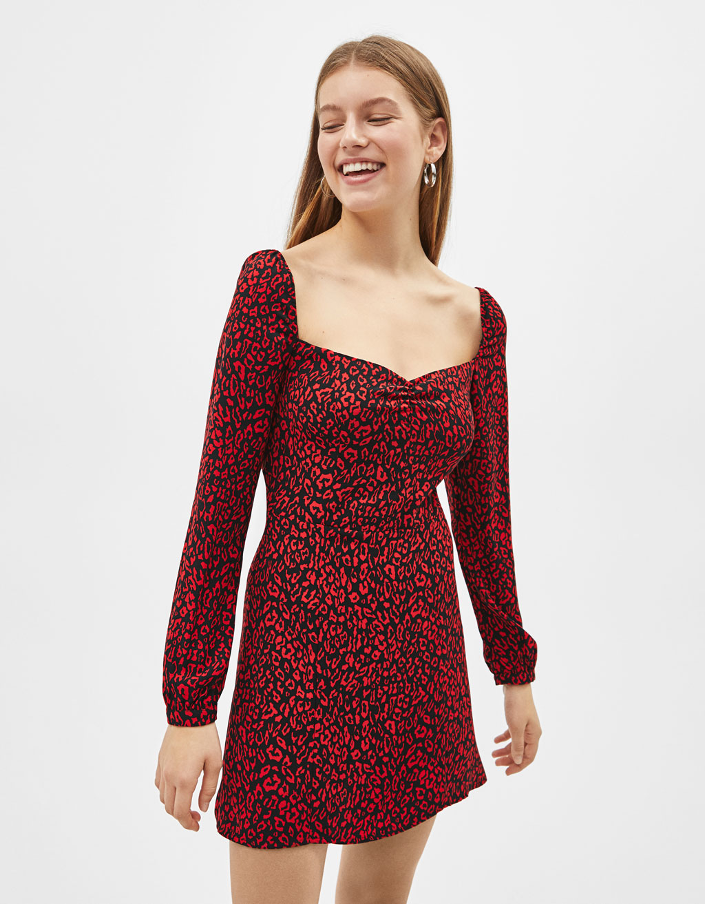 Bershka leopard cheap dress