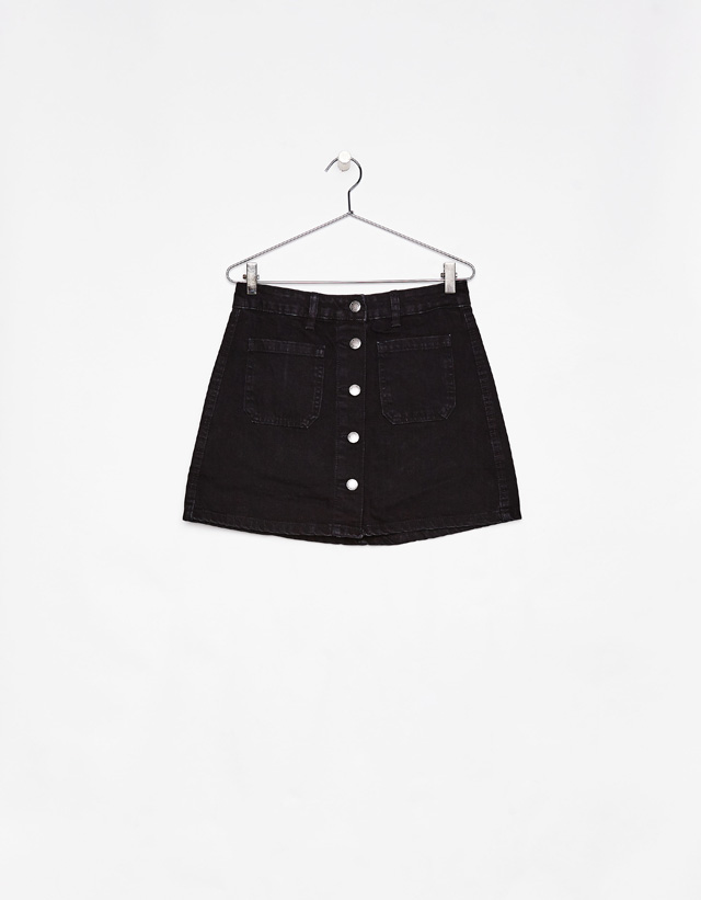 bershka black denim skirt