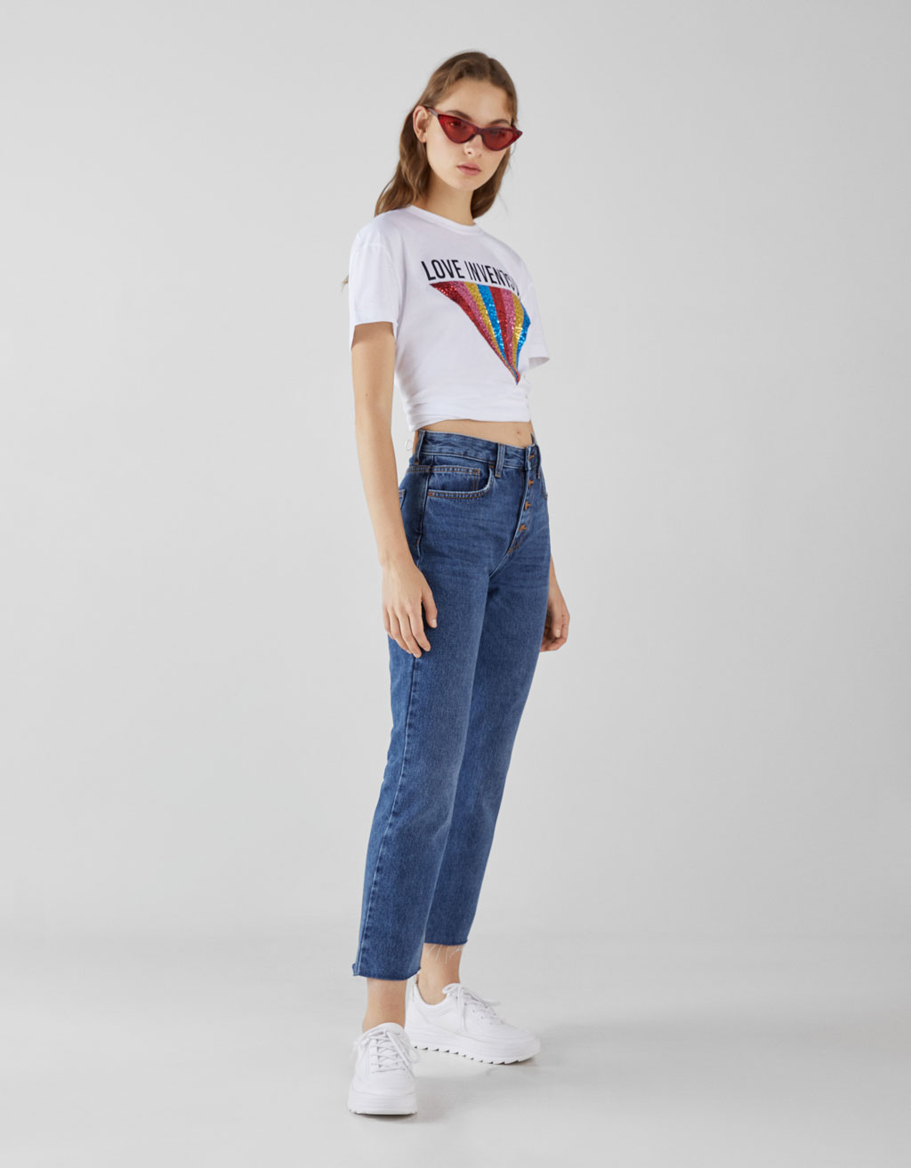 Shoptagr | Straight Fit Cropped Jeans 