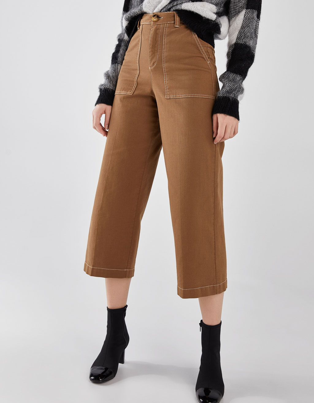Pantalón culotte con contraste - Culotte - Bershka Maroc