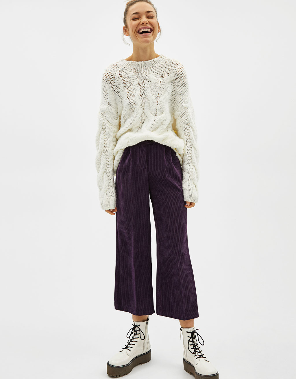 Corduroy culottes - Jeans - Bershka Macedonia
