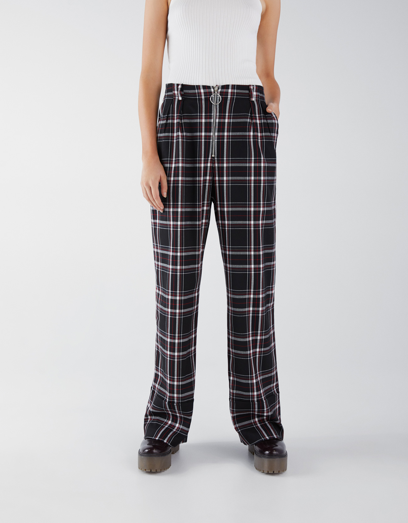 Checked culottes - null - Bershka Kosovo
