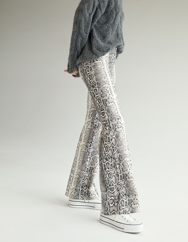 glitter flared pants bershka