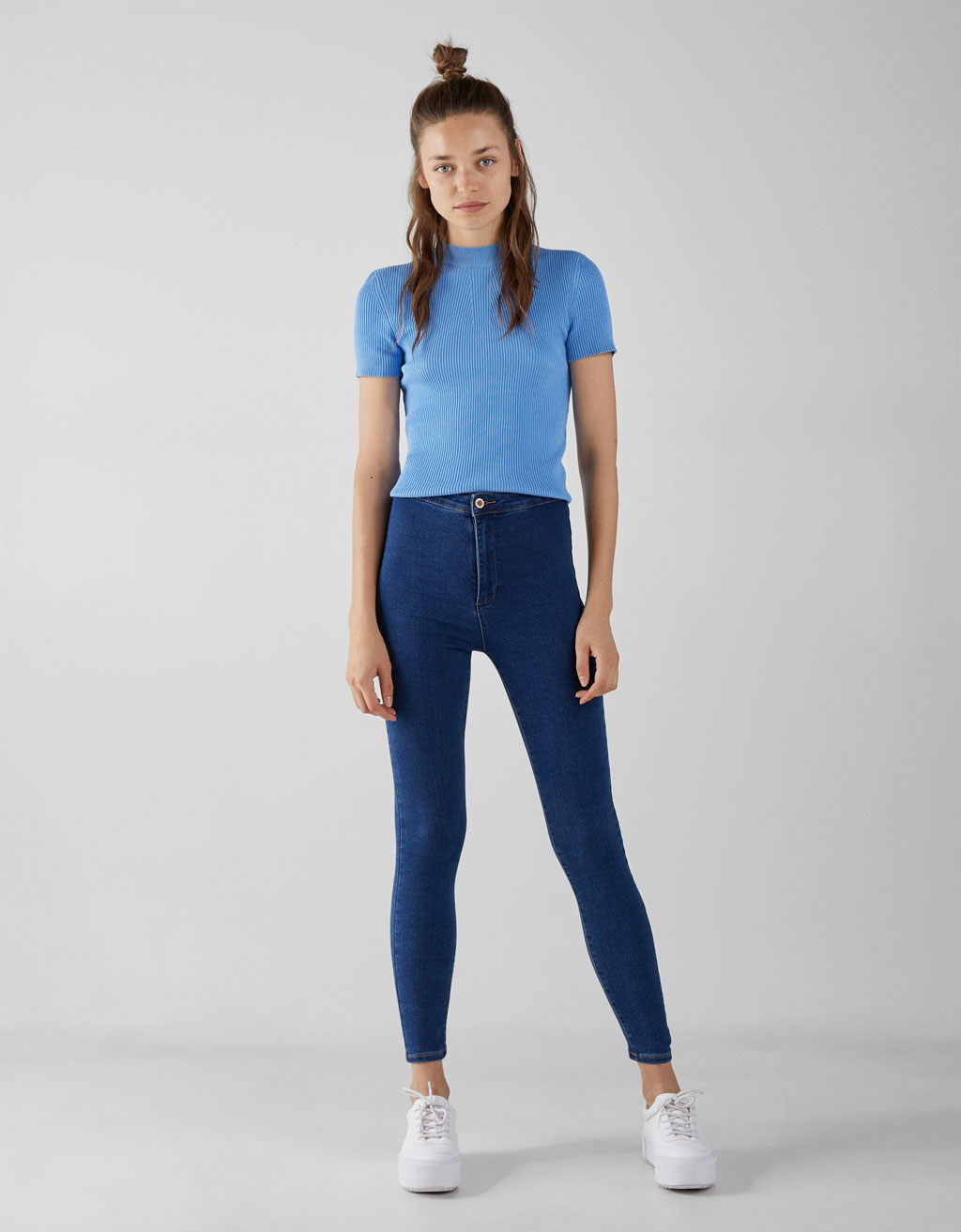 High waist denim jeggings - Jeans - Bershka Georgia