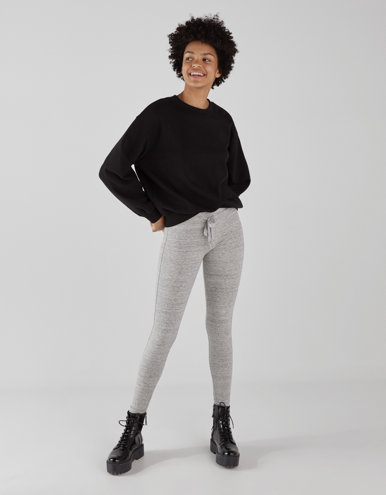 Plush jersey leggings - Woman | Bershka