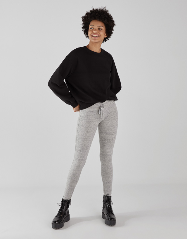 Plush jersey leggings - Woman | Bershka