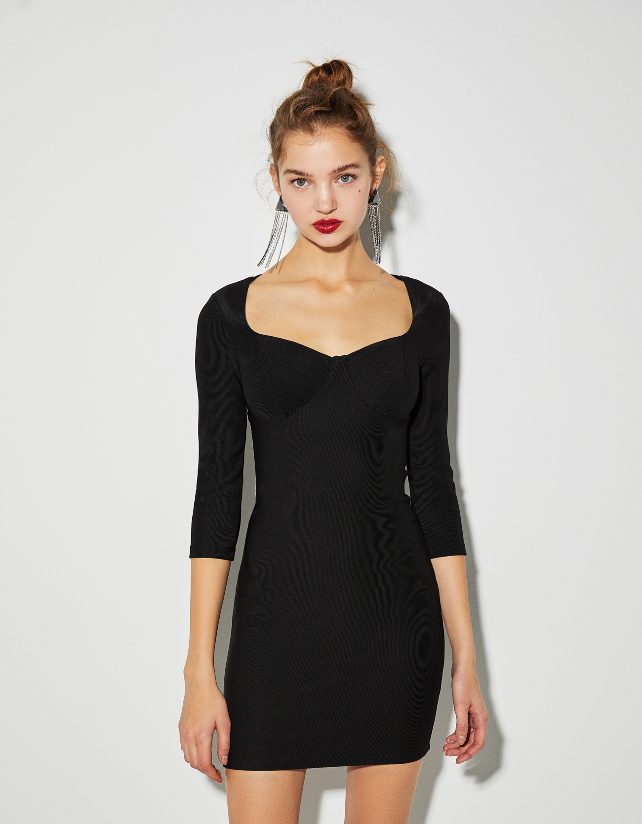 bershka long black dress