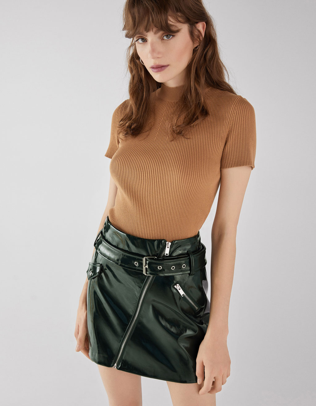 bershka vinyl skirt