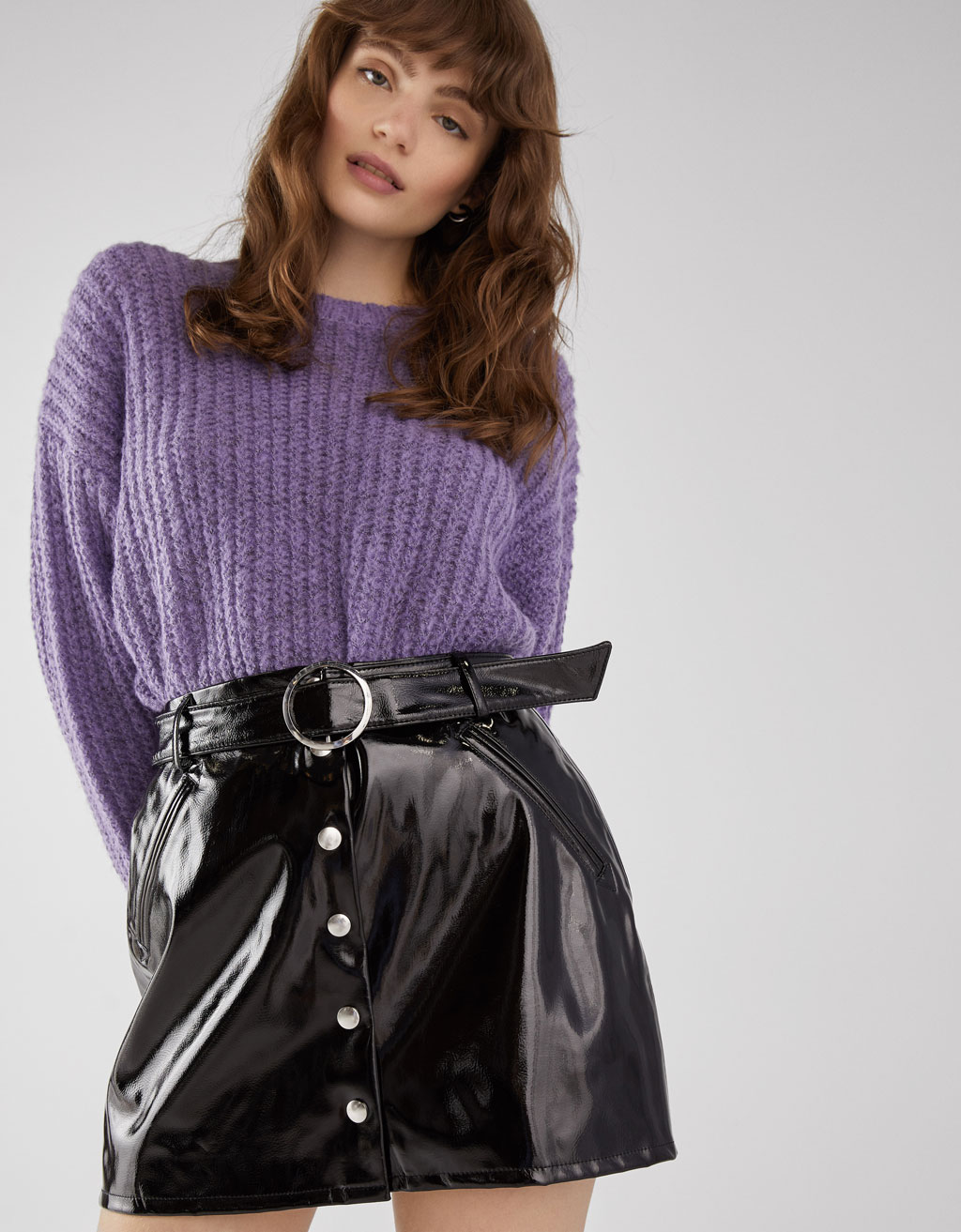 Vinyl skirt bershka best sale