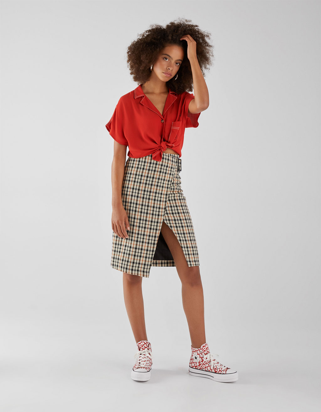 Gonna a quadri bershka hot sale