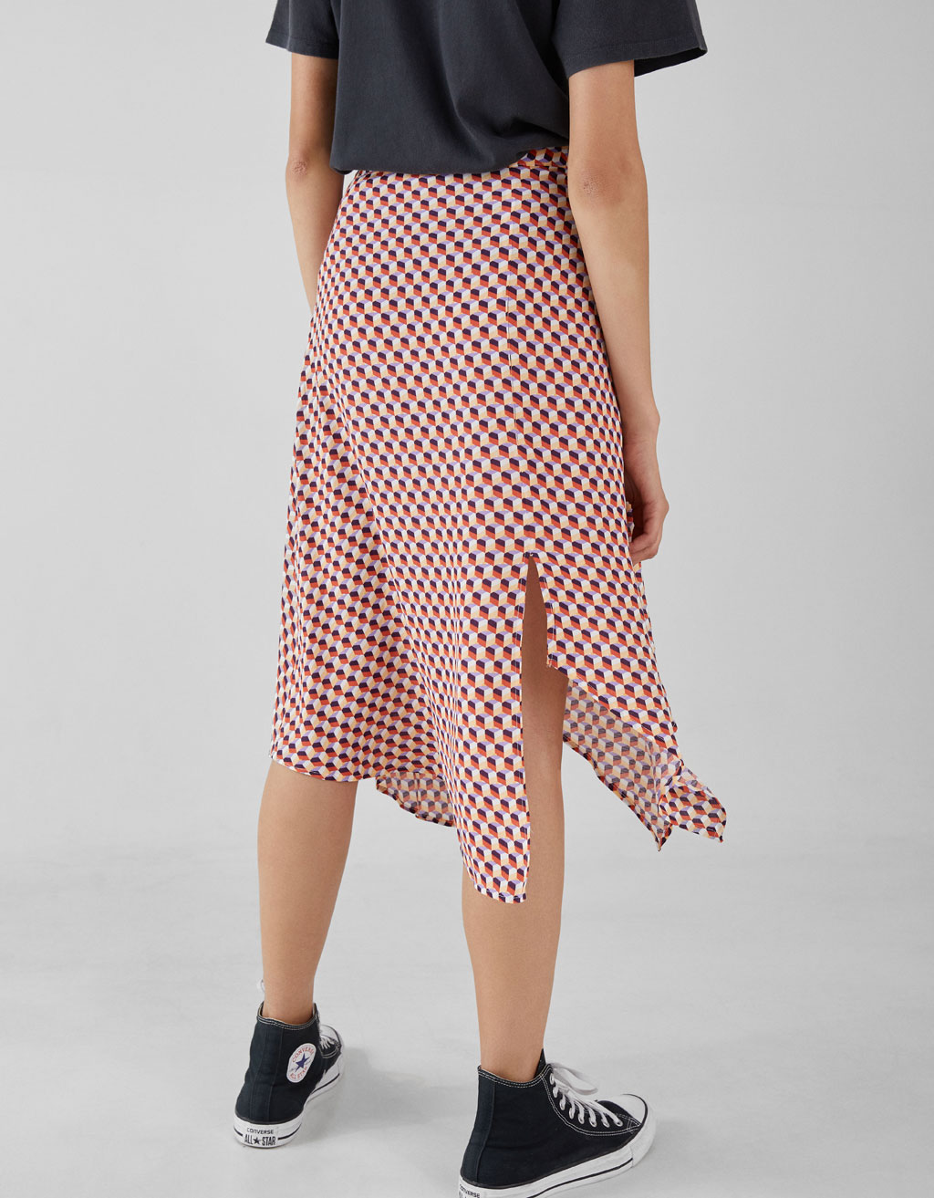 Printed Asymmetric Midi Skirt Winter Weather Gifts Bershka