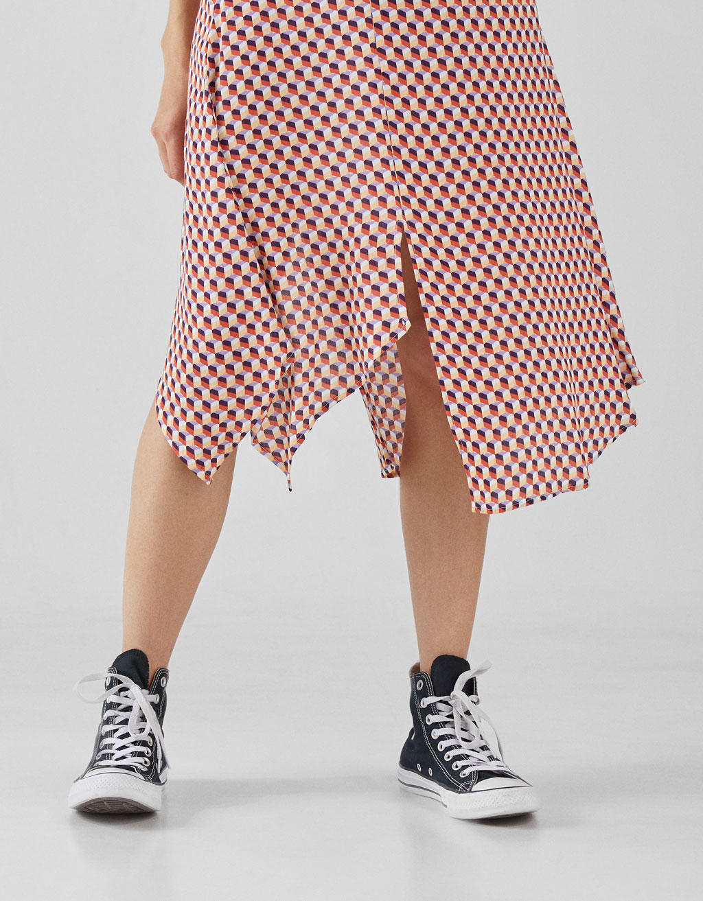 Printed Asymmetric Midi Skirt Winter Weather Gifts Bershka