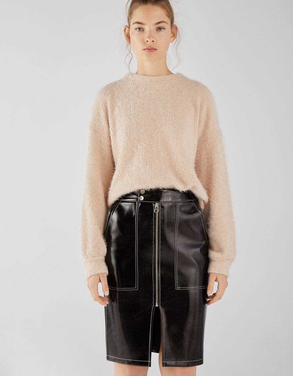 bershka vinyl skirt