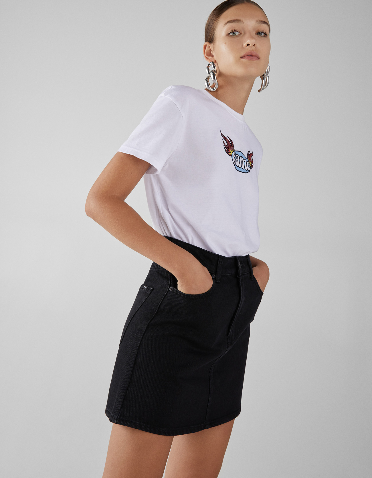 bershka denim skirt