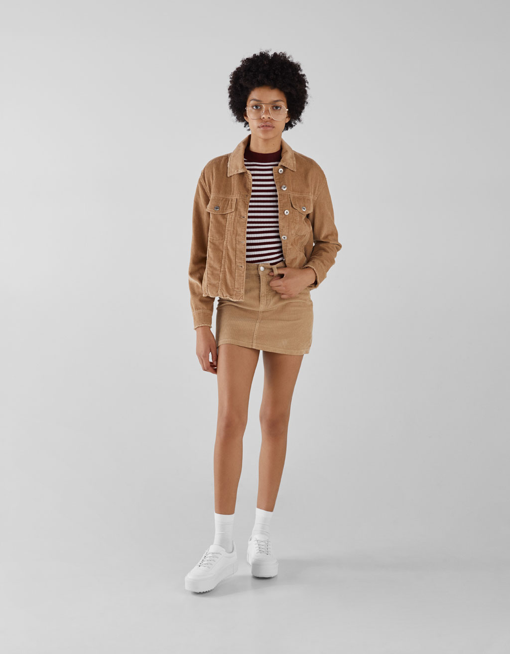 Gonna beige clearance bershka