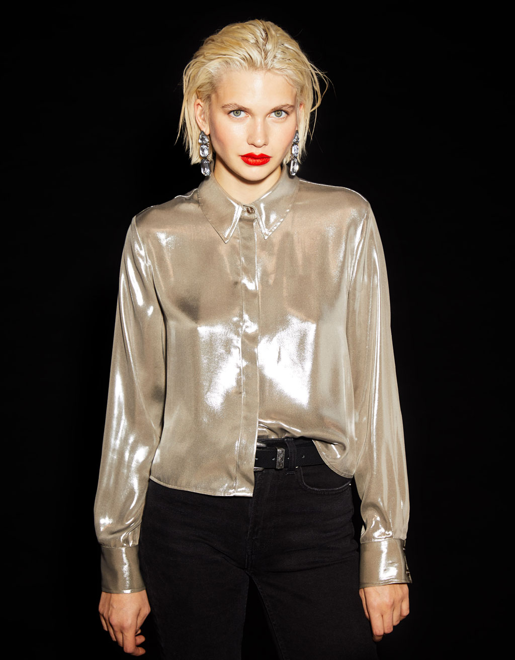 metallic shirt