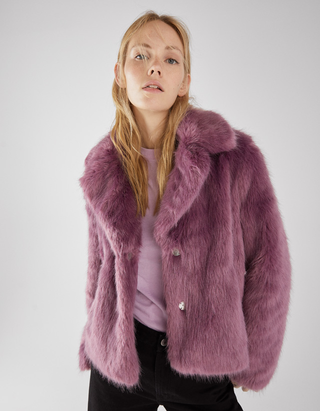 purple fuzzy coat
