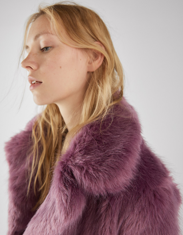 bershka pink fur jacket