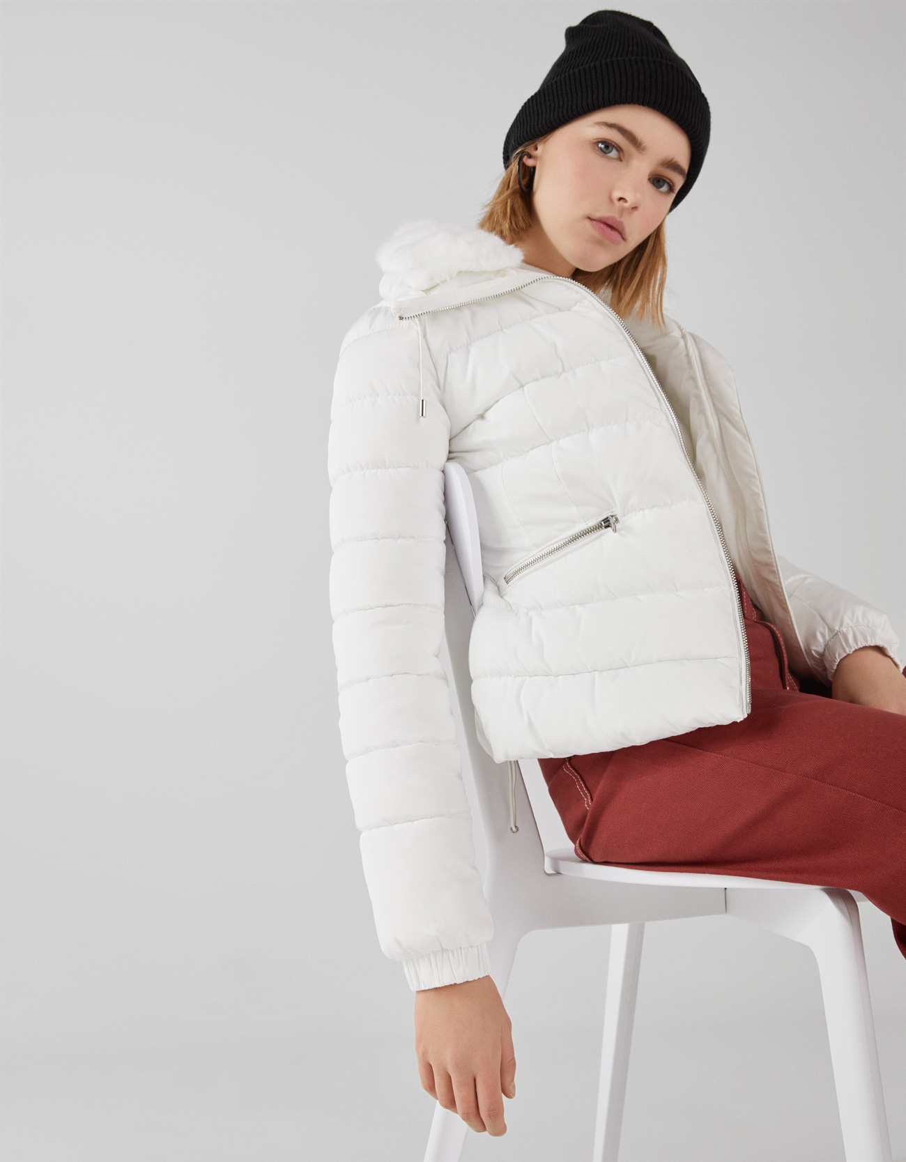 bershka long puffer jacket