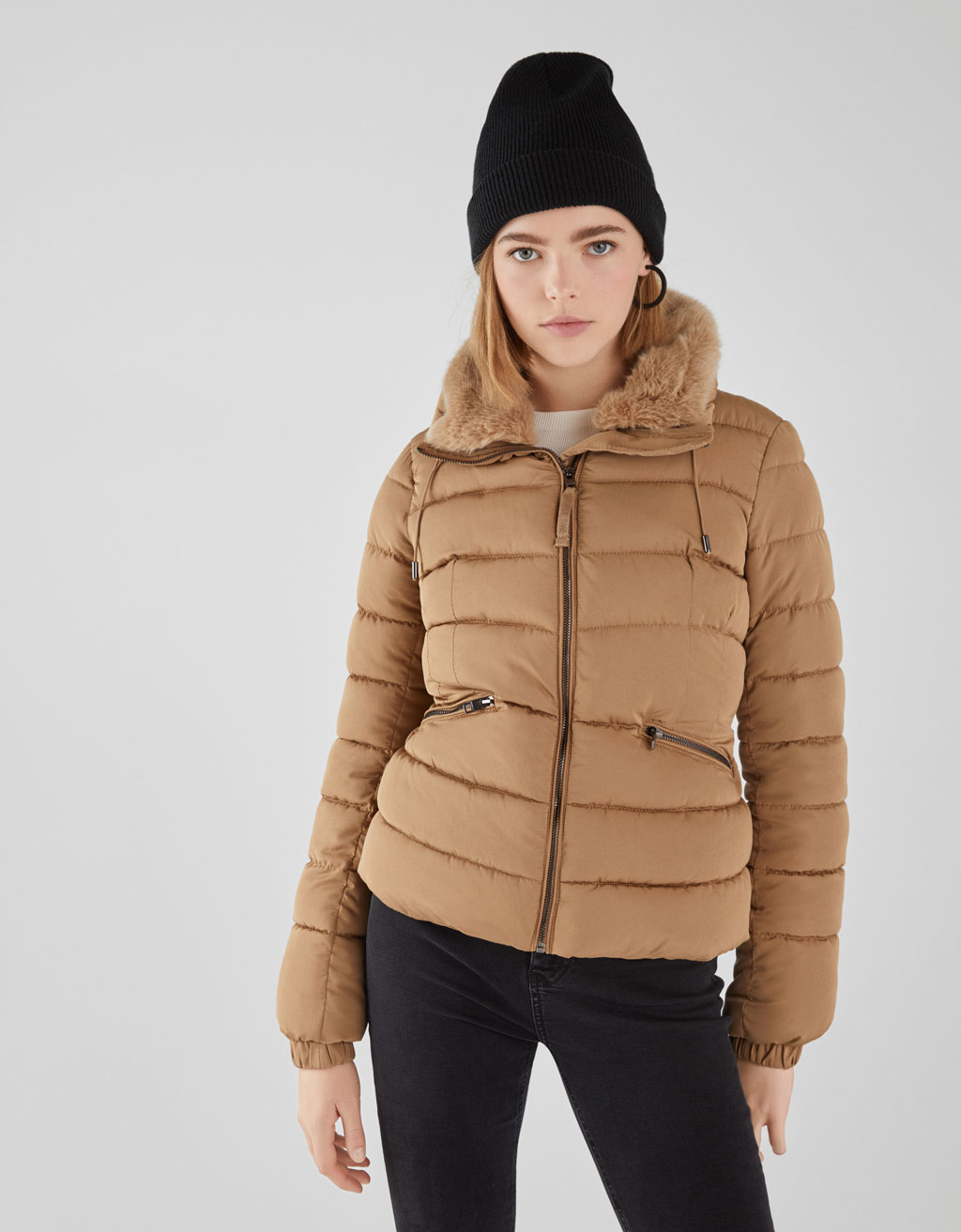 puffer jacket with faux fur