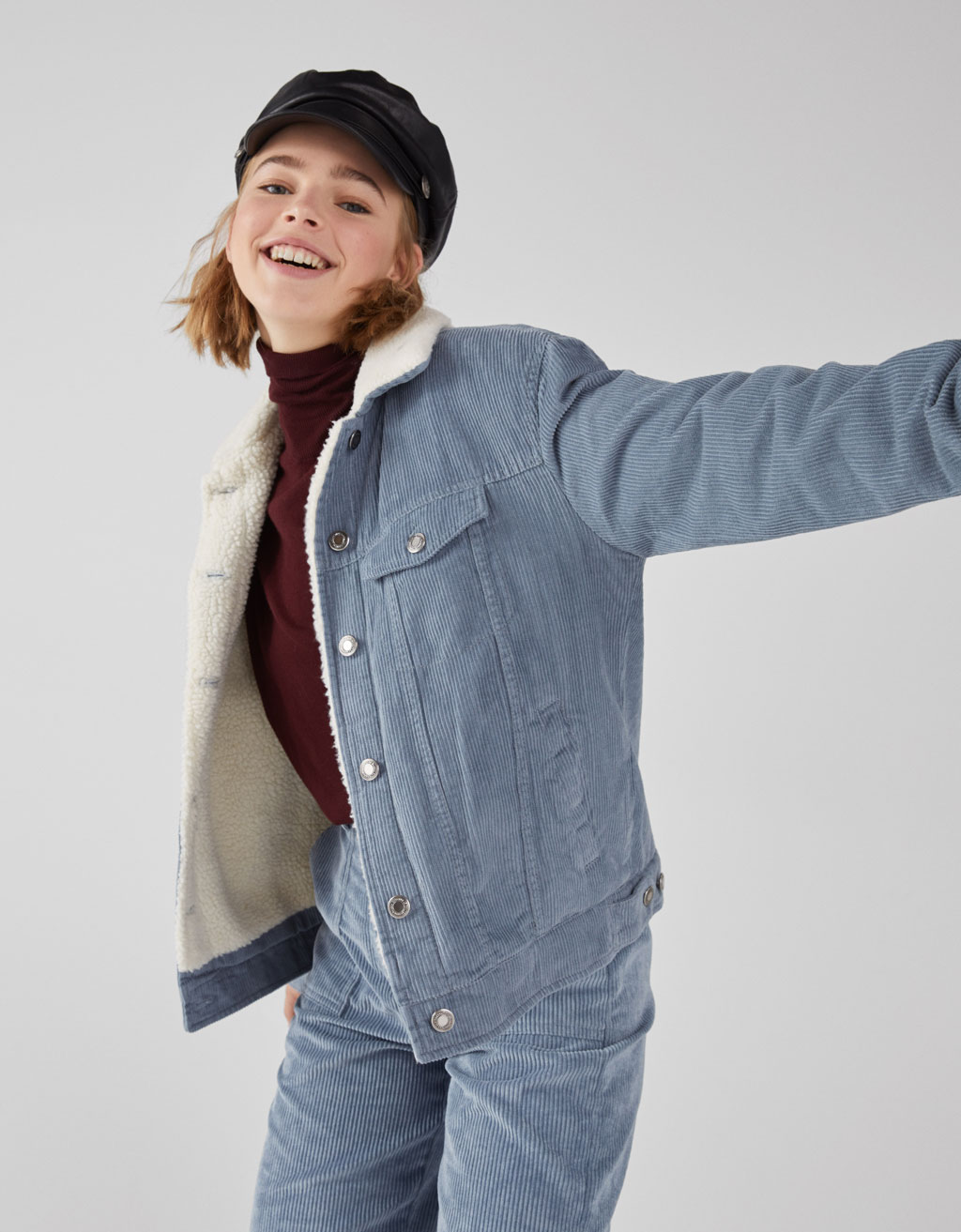 corduroy and faux shearling trucker jacket