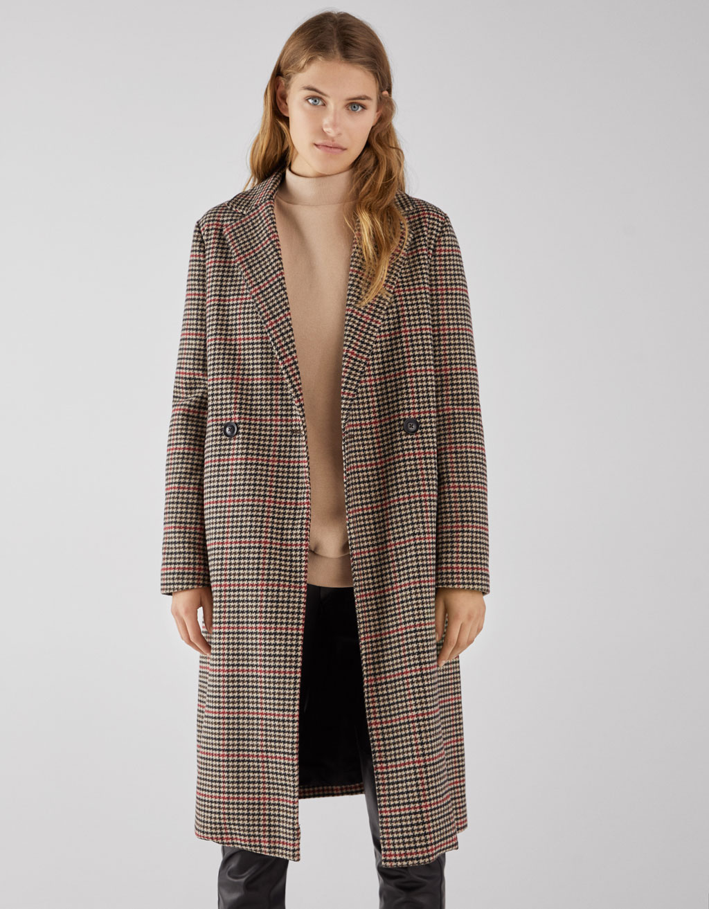 Bershka houndstooth coat deals