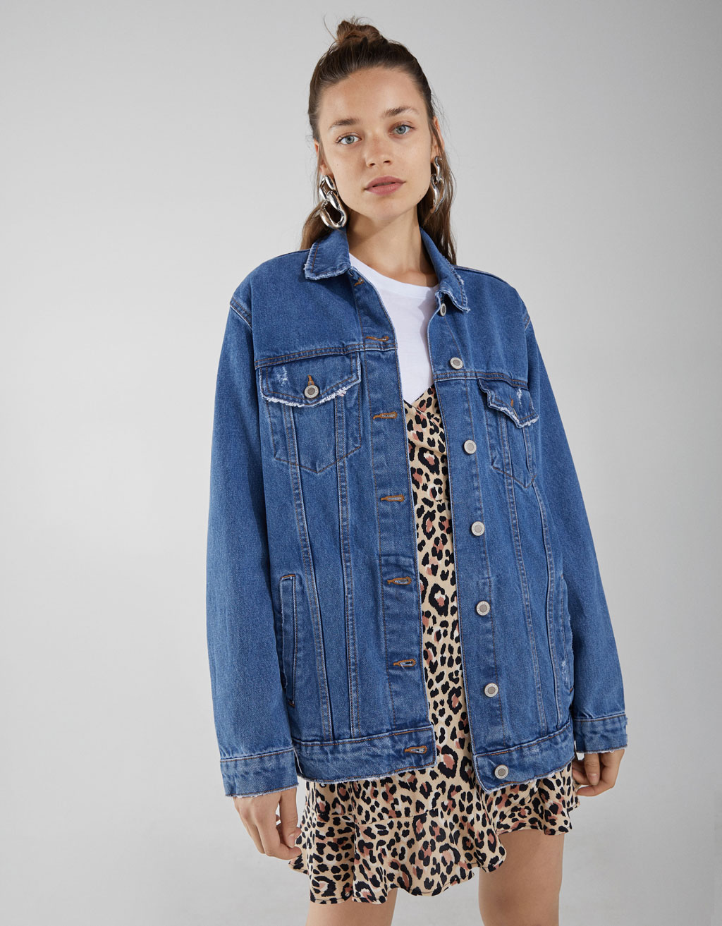 bershka oversized denim jacket