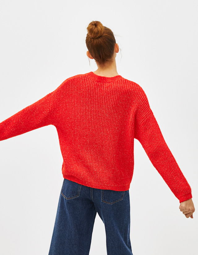 Knit sweater with wide sleeves - null 