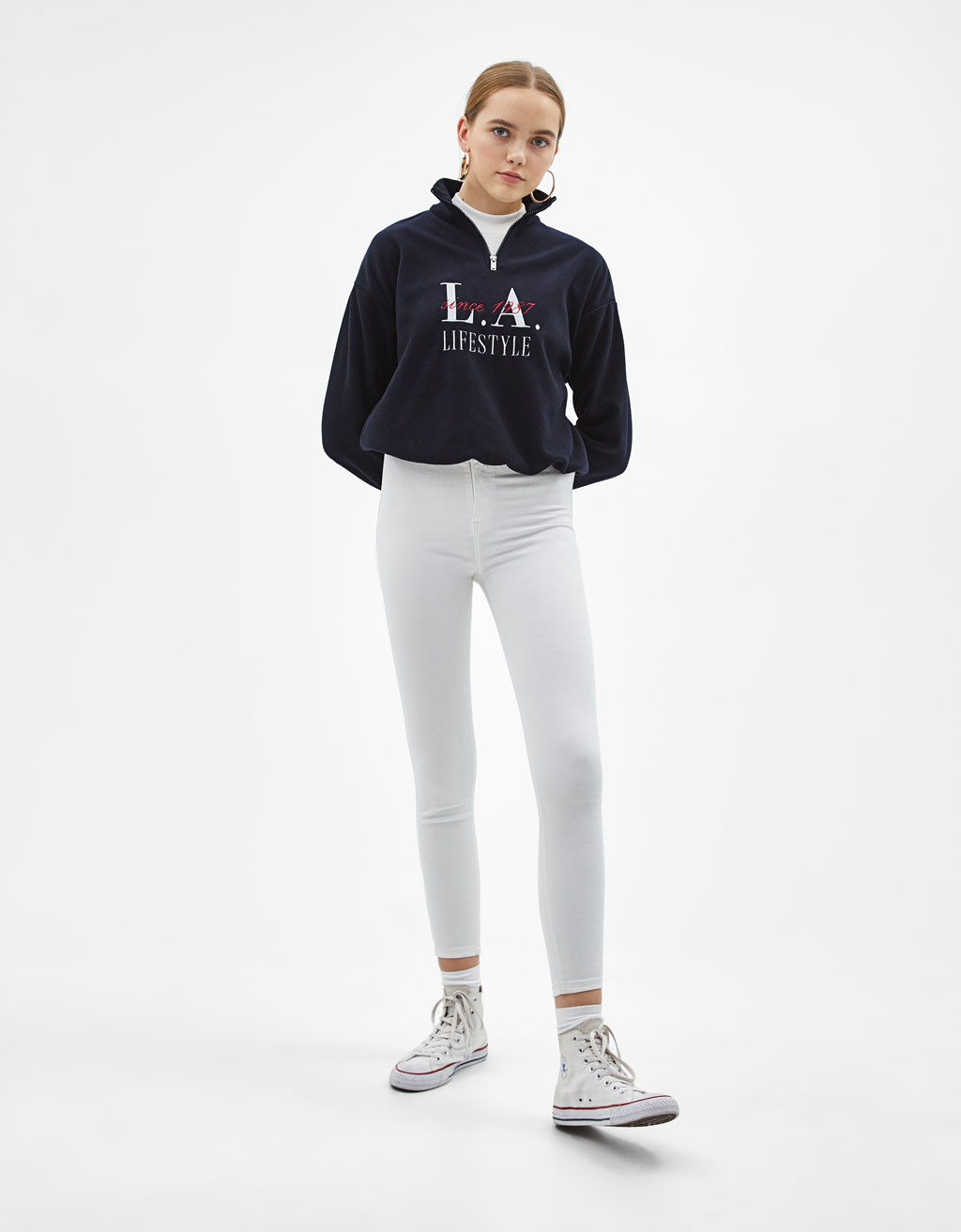 bershka zip front sweat